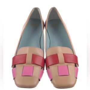Leather Colorblock Pattern Loafers 2023 Collection